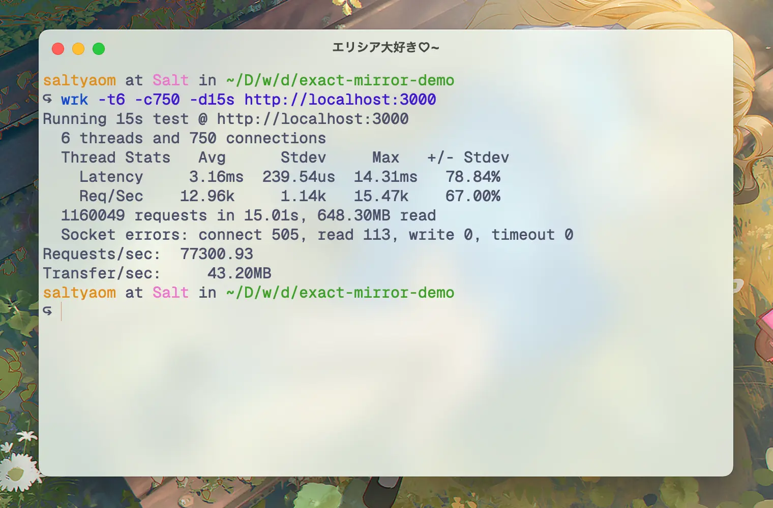 开启规范化的 Elysia，吞吐量为 77k req/sec